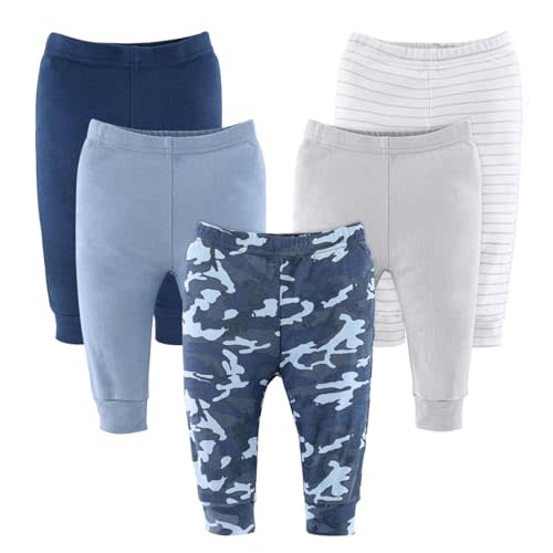 The Peanutshell 5 Pack Baby Boy Pants Set - 100% Cotton Toddler Pants for Boys, Clothes for Toddlers & Babies - Blue Camo