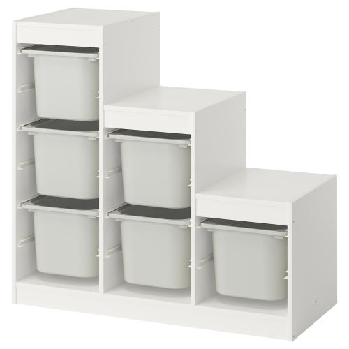 TROFAST Storage combination with boxes - white/gray 39x17 3/8x37 "