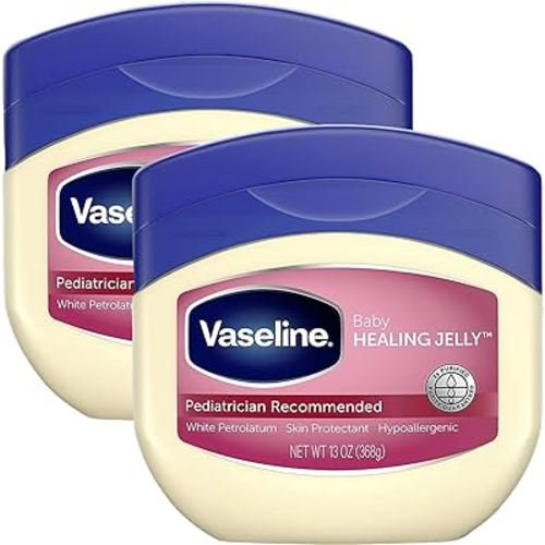 Vaseline, 100% Pure Petroleum Jelly Baby, Dermatologist Recommended, Hypoallergenic, Skin Protectant, Treat & Prevent Diaper Rash and Chafed Skin, Seals out Wetness, 2 pack -13 oz ea