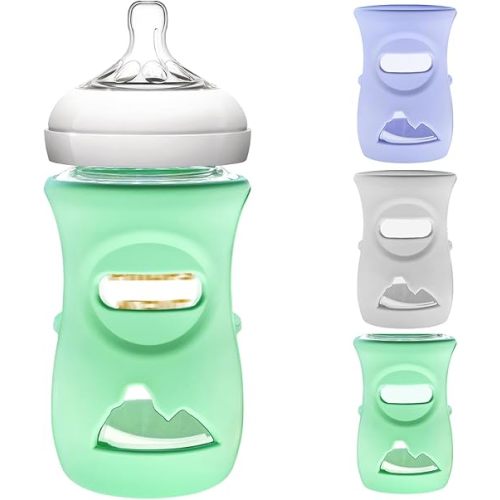 3 Pack Silicone Sleeve for Philips Avent Glass Bottle - Shatter Proof Natural Silicone Bottle Sleeve for Anti Colic Baby Bottles 8 oz & 4 oz - Anti Flow Sleeve for Infant Bottles