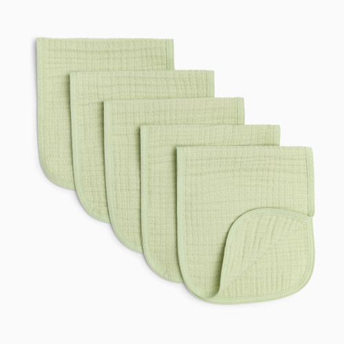 Small Story Organic Cotton Muslin Burp Cloths Multipack - Sage, 5
