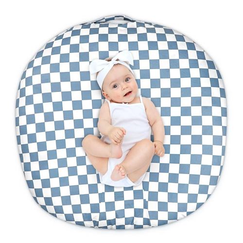 Newborn Lounger Cover Removable Cover Ultra Soft Comfortable Lounger Slipcover Removable Cover for Infant Lounger Pillow, Blue Checkerboard (Lounger Pillow Not Included)