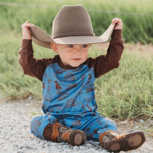 Farm Print LS Romper Baby (0-18M)