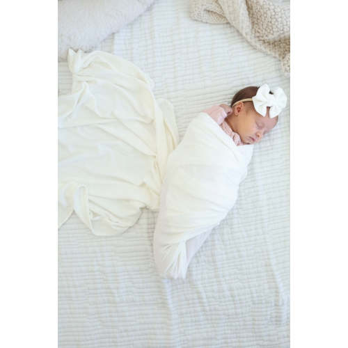 Cloud White Bamboo Waffle Oversized Swaddle Blanket