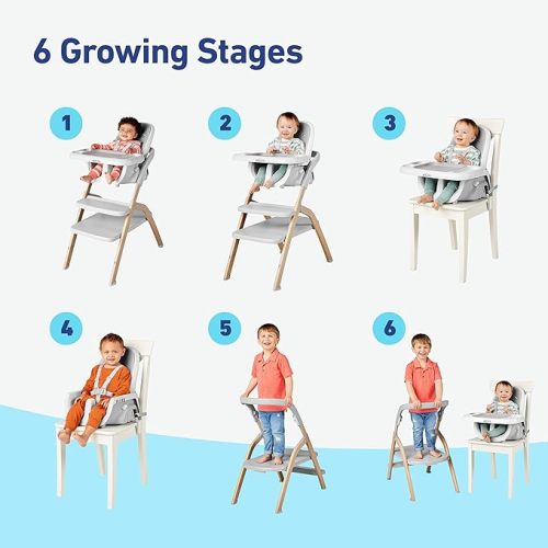 Graco EveryStep 6 in 1 High Chair, Babies and Toddlers Portable Slim High Chair with 6 Growing Stages from Infant to Toddler Seating, Convenient for Dining Time, Featured Design in Misty