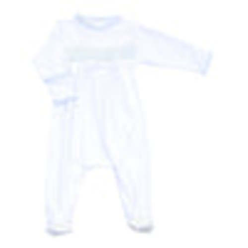 Magnolia Baby Boy Gingham Dots Smocked Footie in Light Blue