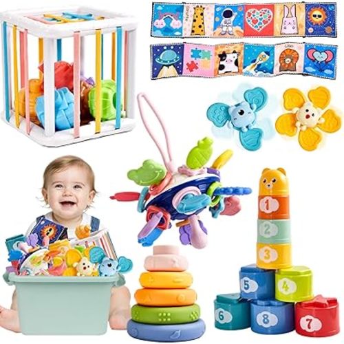 Montessori Baby Toys 6-12-18 Months, 6 in 1 Toy Set for 1+ Year Old,Birthday Gift for Babies 1 2 3 Boys Girls,Montessori Toys for Babies 6-12 Months,Infant Toys,Stacking Toys for Babies 6-12 Months