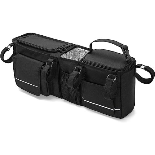Double Stroller Organizer Compatible with BOB Duallie & Compatible with Baby Jogger City Mini GT2 Stroller, Double Stroller Parent Console with Detachable Cooler & Cup Holder, Patent Pending