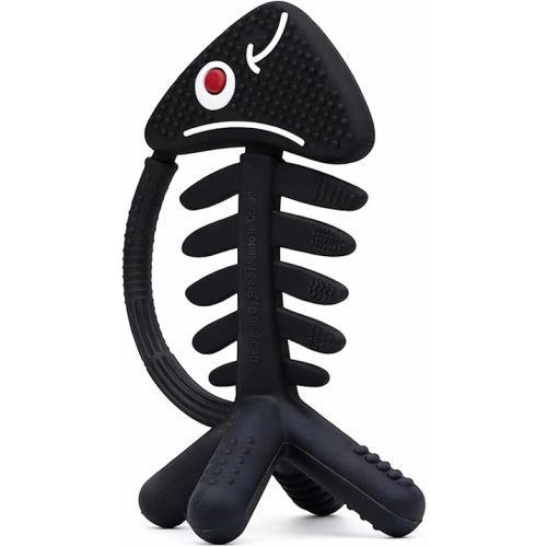 3 in 1 Infant Toys, Baby Teething Toys 3–6 6–12 Months, Teethers for Babies 0–3–6–12 Months for Teething Relief, Baby Gift, Baby Teether Toys, Silicone Sensory Toys, USA Patent Pending, Fish (Black)