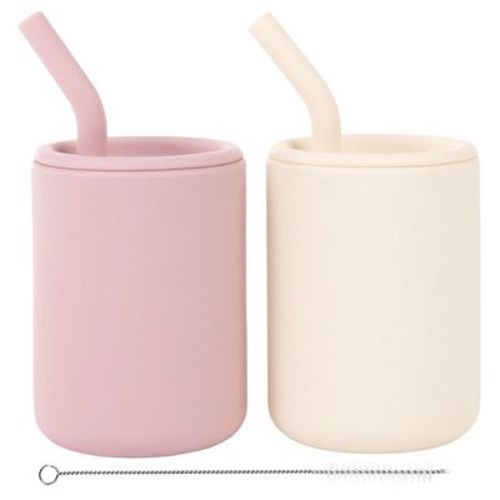 Weesprout Silicone Baby Cups With Straws And Lids, 4 Oz, Set Of 2