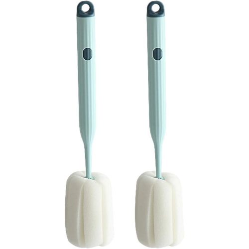 Bottle Soft Brush -2Pcs Sponge Bottle Brush Soft and Easy to Clean, Baby Bottle Sponge Brush Can Effectively Remove The Stain Residue On The Bottom of The Cup(Blue)