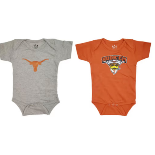 Texas Longhorns Baby BURNTORANGE Diaper Shirt 2 PK One Piece Set - 31802818