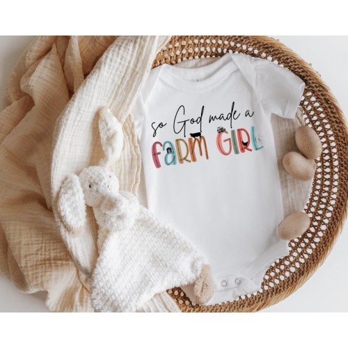 So God Made a Farm Girl Baby Bodysuit, Newborn Birth Announcement, Farming Baby, New to the Farm, Farming Gender Reveal, Farmers Daughter