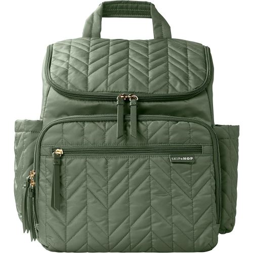 Skip Hop Diaper Bag Backpack: Forma, Multi-Function Baby Travel Bag with Changing Pad & Stroller Attachment, Sage