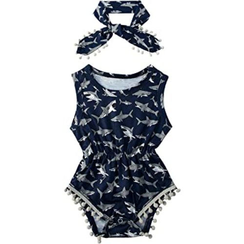 UNICOMIDEA Baby Girls Outfit Newborn Romper Jumpsuits Sleeveless One-Piece Clothes 0-24 Months Bodysuit with Headband