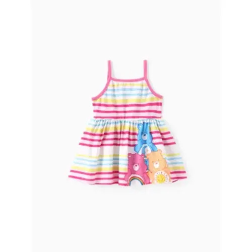 Care Bears Baby Girls Dresses Colorful Striped Cami Summer Dress Sizes 3-24 Months