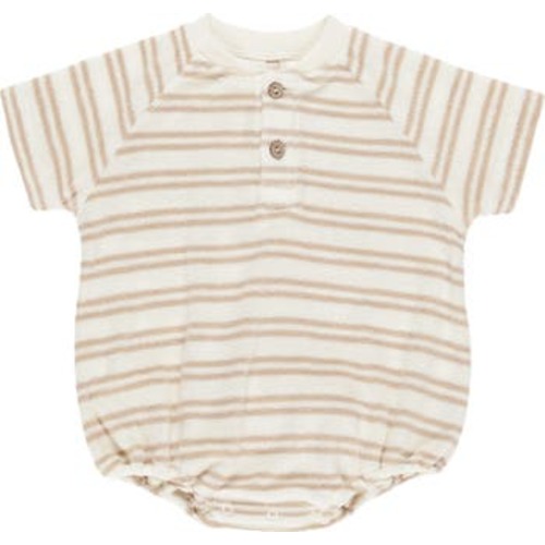 Stripe Cotton Terry Henley Bubble Romper