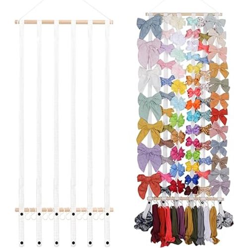 OAOLEER Hair Bow Holder Organizer for Girls，Hair Clips Headband Organizer Storage Wall Hanging Home Decor for Girls Room (1Pcs White 35Inch)