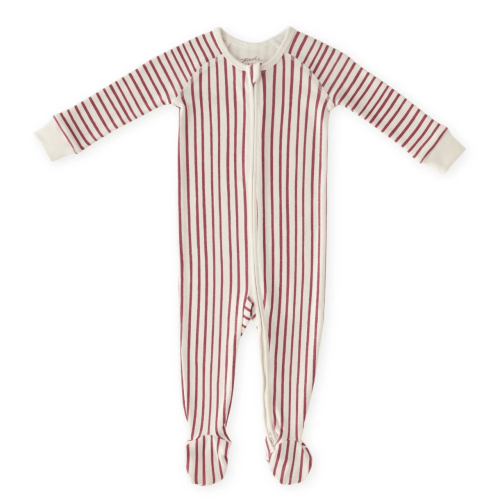 Ribbed Sleeper: stripes away berry / 0-3M