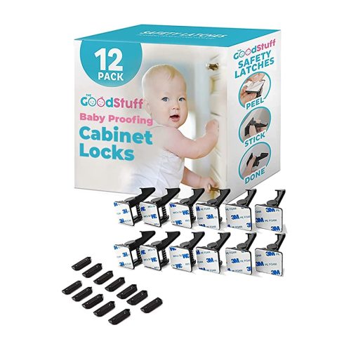 Baby Proofing Cabinet Locks for Babies [12 Pack] Adhesive Baby Safety Child Locks for Cabinets and Drawers