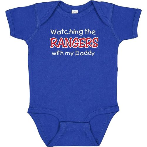 Curiositees Watching the Rangers with My Daddy Baby Boy's Bodysuit Outfit - Royal