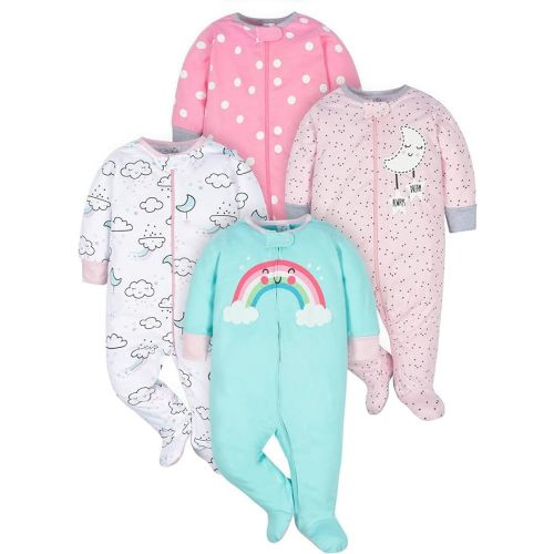 Gerber Baby Girls' 4 Pack Sleep 'N Play Footie