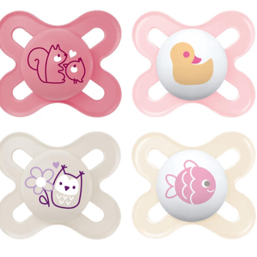 MAM Original Start Matte Baby Pacifiers, Binky for 0-3 Months, BPA-Free Silicone Nipple, Easy to Clean, Best for Newborn Babies, Developed with Medical Experts, 4 Count Binkies with Sterilizer Case