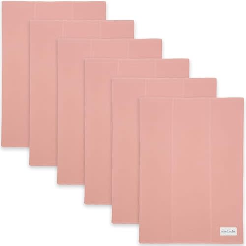 Comfy Cubs Burp Cloths 6 Pack Large 100% Cotton Washcloths Double Layered Absorbent Burping Cloth Extra Absorbent Baby Burp Cloth Extra Soft for Boys and Girls (Bold Blush, Pack of 6)