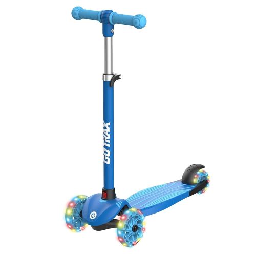 Gotrax KS1 Kids Kick Scooter, LED Lighted Wheels and 3 Adjustable Height Handlebars, Lean-to-Steer & Widen Anti-Slip Deck, 3 Wheel Scooter for Boys & Girls Ages 2-8 and up to 110 Lbs