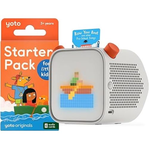 YOTO Player (3rd Gen.) + Starter Pack for Little Kids Bundle – Kids Bluetooth Audio Speaker, All-in-1 Screen-Free Device for Stories Music Podcasts Radio White Noise Thermometer Nightlight