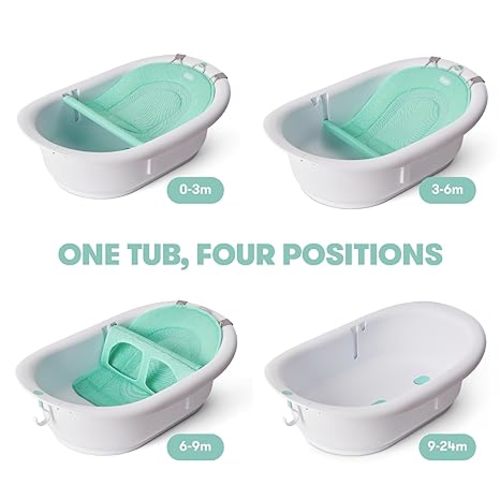 Frida Baby 4-in-1 Grow-with-Me Baby Bathtub, Baby Tub for Newborns to Toddler with Removable Bath Seat & Backrest for Bath Support in Tub - 4-in-1 Grow-with-Me Bath Tub
