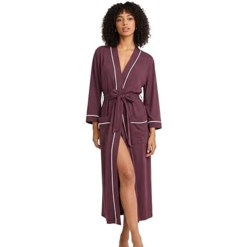 HEARTNICE Cotton Robe, Size: XXL, Color: Brown Purple