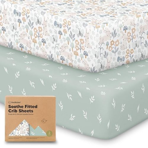 KeaBabies 2-Pack Organic Crib Sheets for Boys, Girls - 52x28 Fitted Crib Mattress Sheet Neutral, Breathable Jersey Cotton Cover for Baby Bed, Toddler Mattress, Soft & Cute Prints (Prairie)