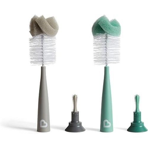 Munchkin Sponge Bottle Brush, Grey/Sage, 2 Count (Pack of 1)