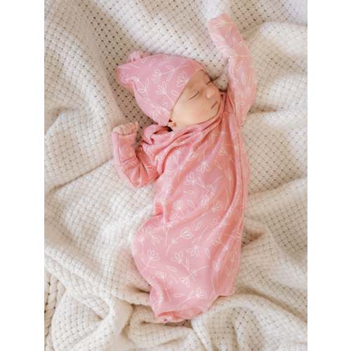 Baby Knotted Gown & Hat Set | Pink Floral - Kindred Bravely
