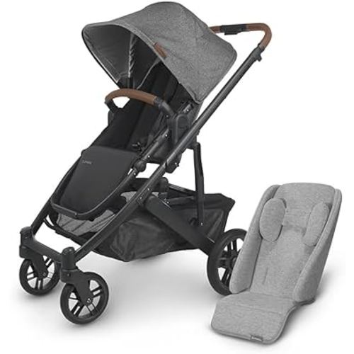 Cruz V2 Stroller – Greyson (Charcoal mélange/Carbon/Saddle Leather) + Infant Snug Seat