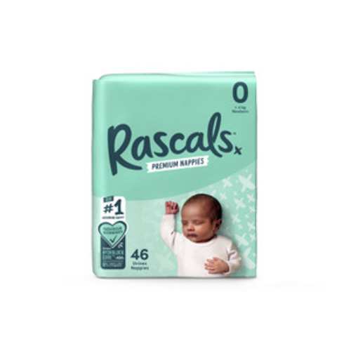 Rascal Premium Nappies Size 0 < 4Kg | 46 pack