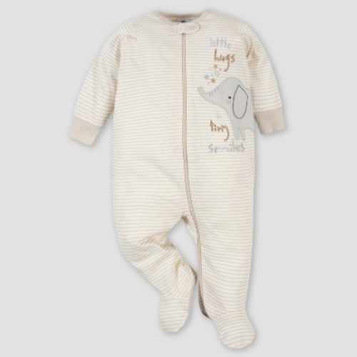Gerber Baby 3pk Safari Zip-Front Sleep N' Play - Gray 6-9M