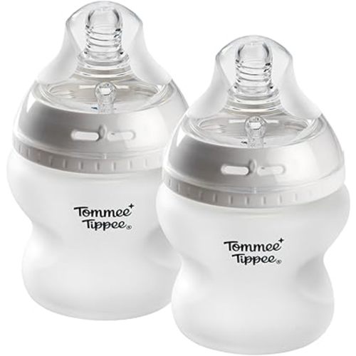 Tommee Tippee Natural Start Silicone Coated Glass Baby Bottles for Feeding from Newborn Up, 5oz, 2 Pack
