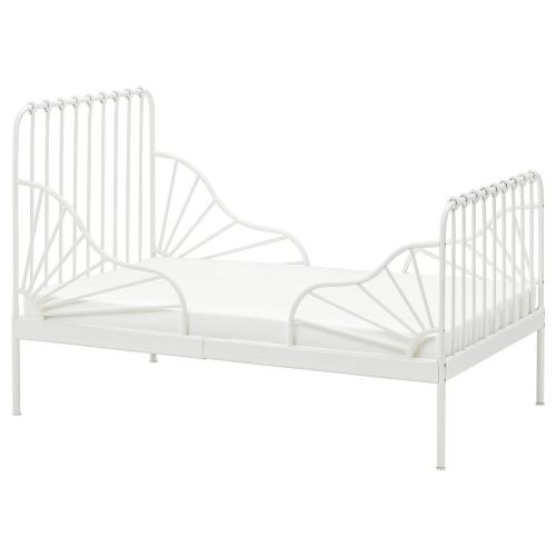 MINNEN Ext bed frame with slatted bed base - white 38 1/4x74 3/4 "