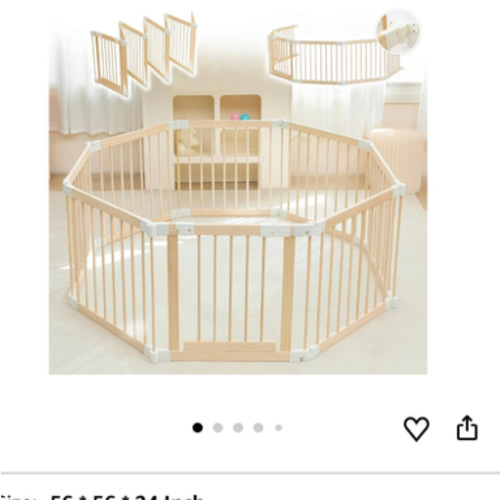 Baby Playpen, Playpen for Babies and Toddlers, Foldable Wooden Play Yard with Gate, Adjustable Baby Activity Center with Child Proof Lock, Fence Play Area for Toddlers 1-3(56 * 56 * 24inches)