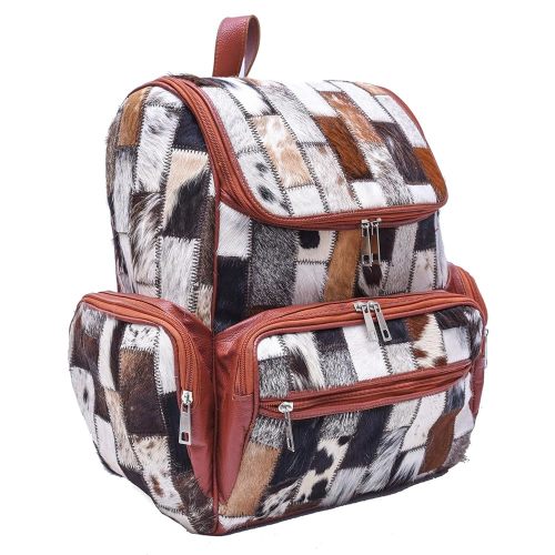 CHAYELL Leather Cowhide Diaper Bag Backpack - Patchwork Handcrafted Hair-On Full Grain Western Diaper Bag, Luxe Travel & Work - Laptop Sleeve, Timeless Design for Style-Driven Journeys Cow Diaper Bag