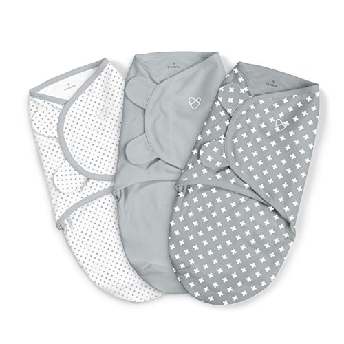 SwaddleMe Original Swaddle - Size Small/Medium, 0-3 Months, 3-Pack (Criss Cross Polka Dot) Easy to Use Newborn Swaddle Wrap Keeps Baby Cozy and Secure and Helps Prevent Startle Reflex