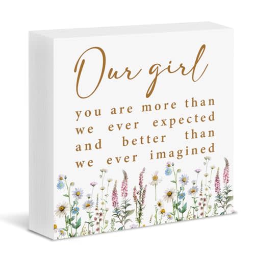 Inspirational Girl Nursery Wood Block Box Sign Girls Room Bedroom Table Desk Shelf Decor