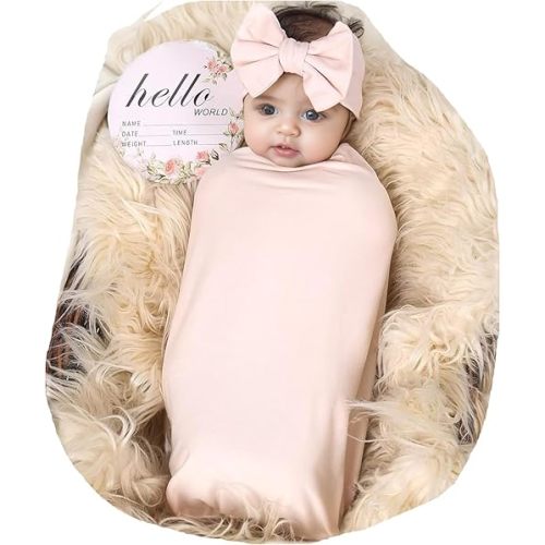Galabloomer Receiving Blanket Headband Set Flower Print Baby Swaddle Blankets