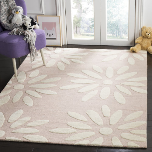 Claro Floral Handmade Tufted Wool Pink/Ivory Area Rug
