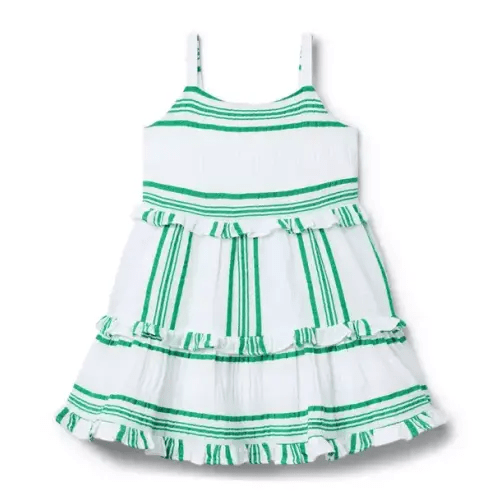 Girl Green Bean Stripe Striped Ruffle Dress by Janie and Jack
