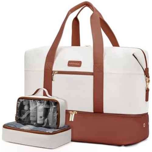 LOVEVOOK Weekender Bag, Large Travel Duffel Bag for Women with 2 Packing Cubes, Carry on Overnight Bag with Shoe Compartment, Mom Hospital Bags for Labor and Delivery