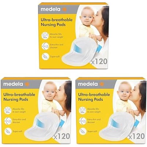 Medela Ultra-Breathable Nursing Pads, Highly Absorbent, Super Soft, Discreet Design for Comfortable Wear, Pack of 360