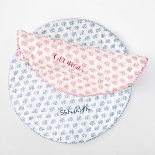 Block Print Quilted Play Mat - BLUE